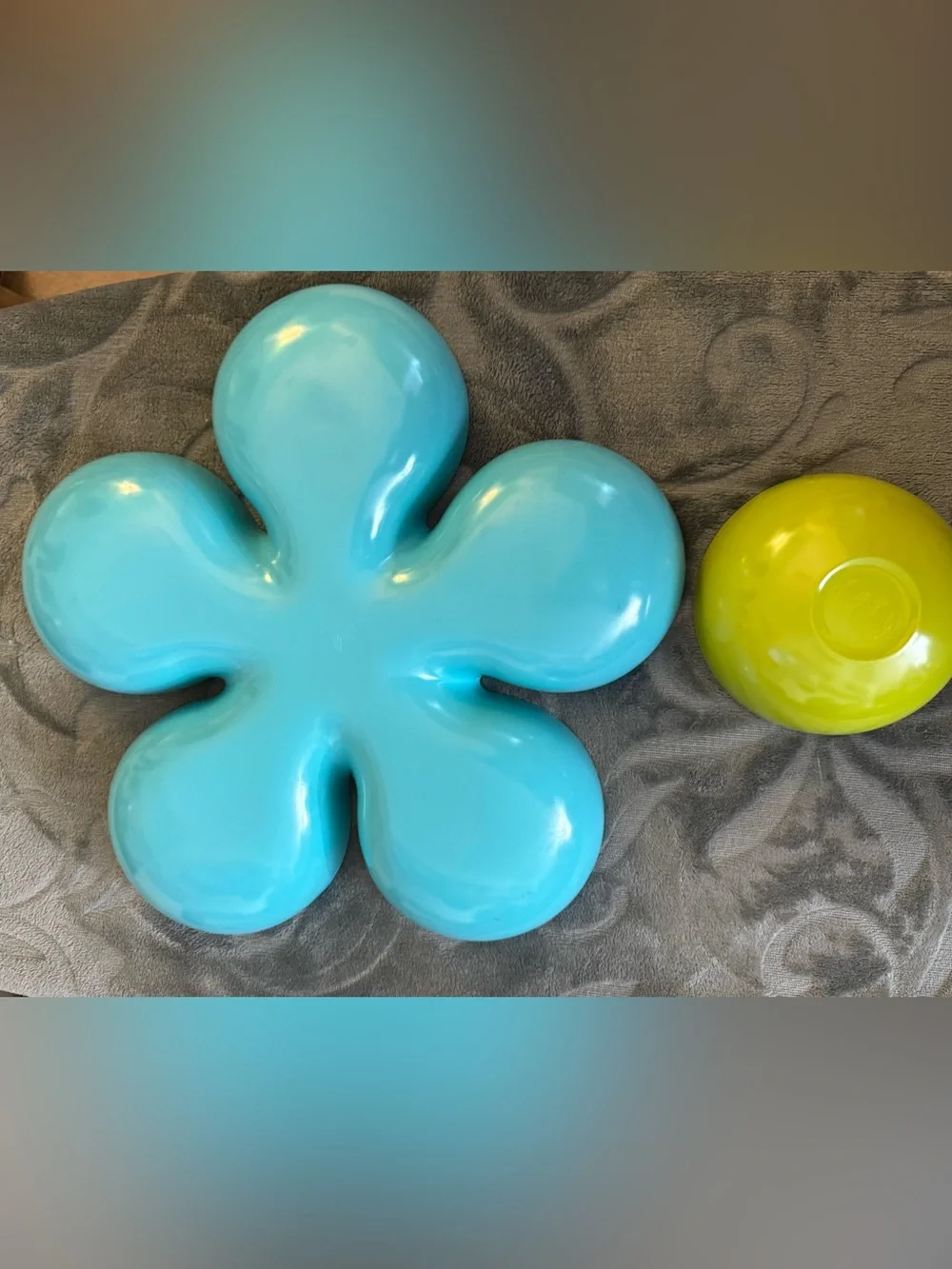 Pier 1 Aqua Retro Melamine Flower Chips/Fruit and Dip Serving Platter OSK